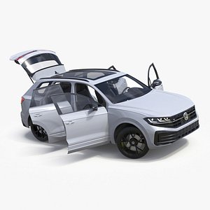 3D Volkswagen Touareg 2024 White Lights On Rigged model