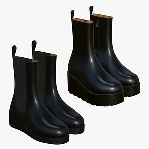 Realistic Leather Boots V80 3D model