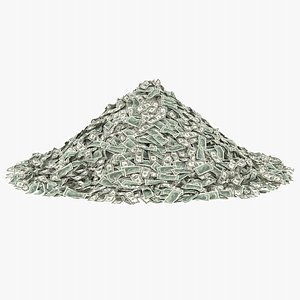 2 dollar bill pile 3D model