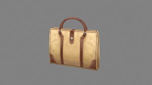 cartoon briefcase - brown leather handbag 3D model