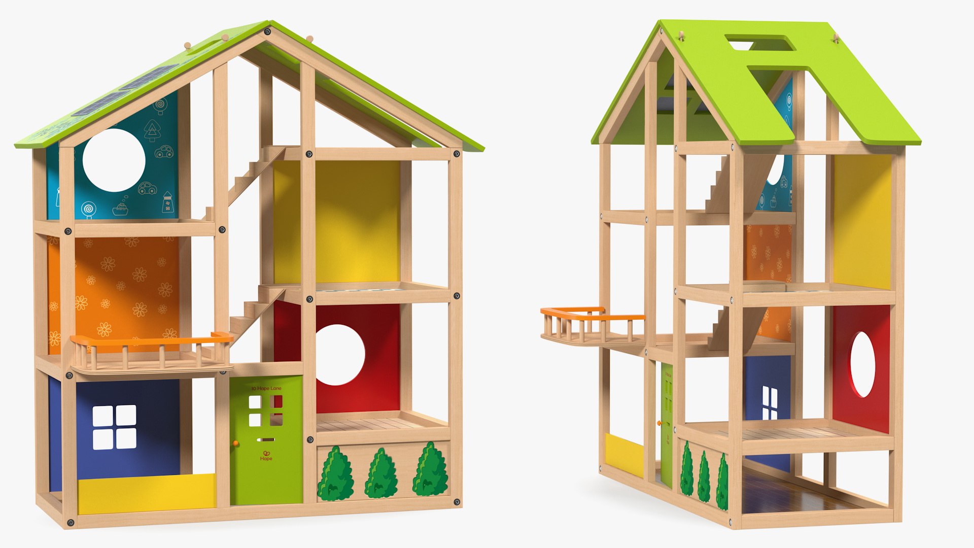 All Seasons Kids Wooden Dollhouse by Hape 3D model preview