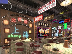 Retro Hong Kong Style Restaurant Interior 3D Model 3D