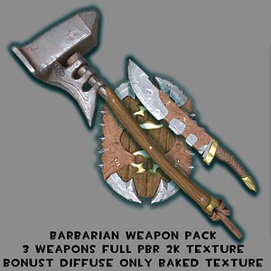 weapons barbarian packed 3d model