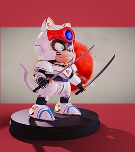 3D model samurai pizza cat
