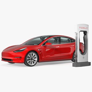 Electric Charging Station and Tesla Model 3 model