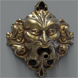Ornate Face Fountain Sculpture 3D model