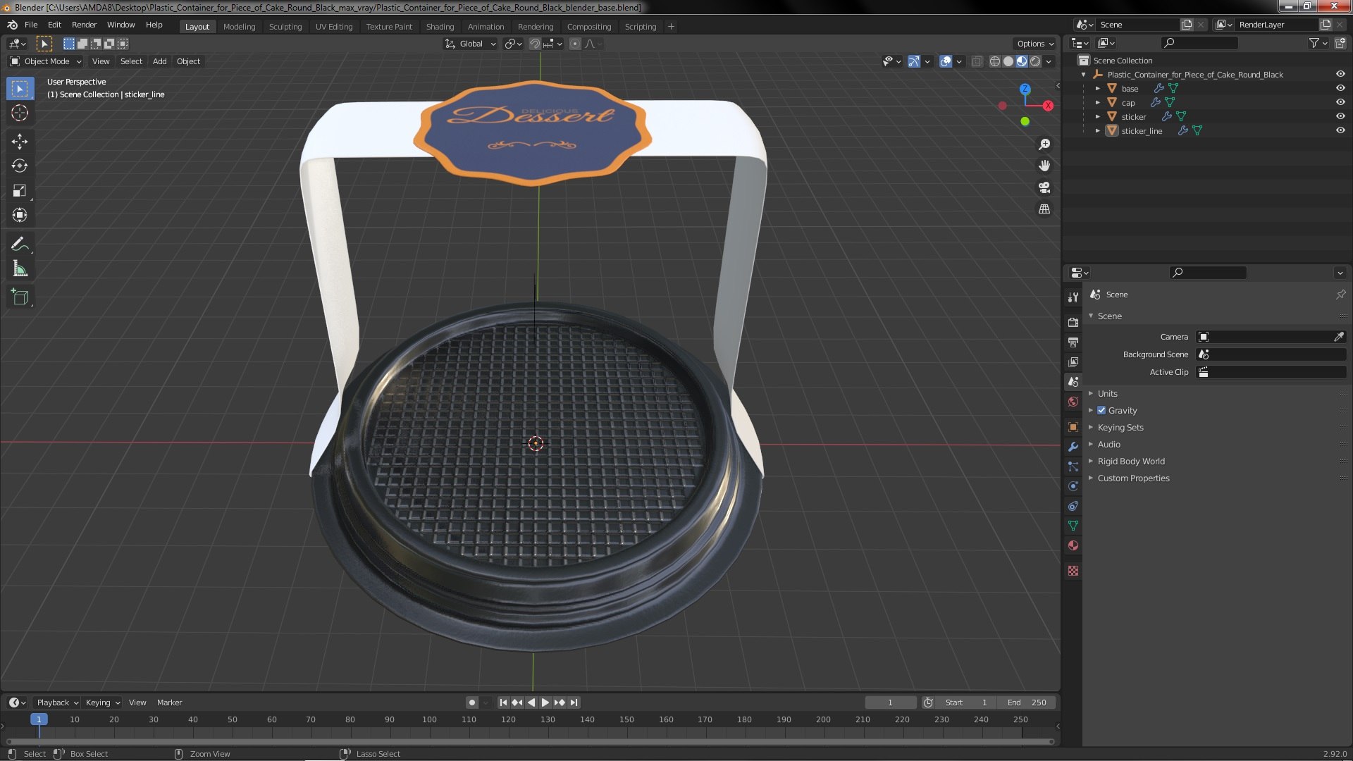 Plastic Container For Piece Of Cake Round Black 3D - TurboSquid 1985299