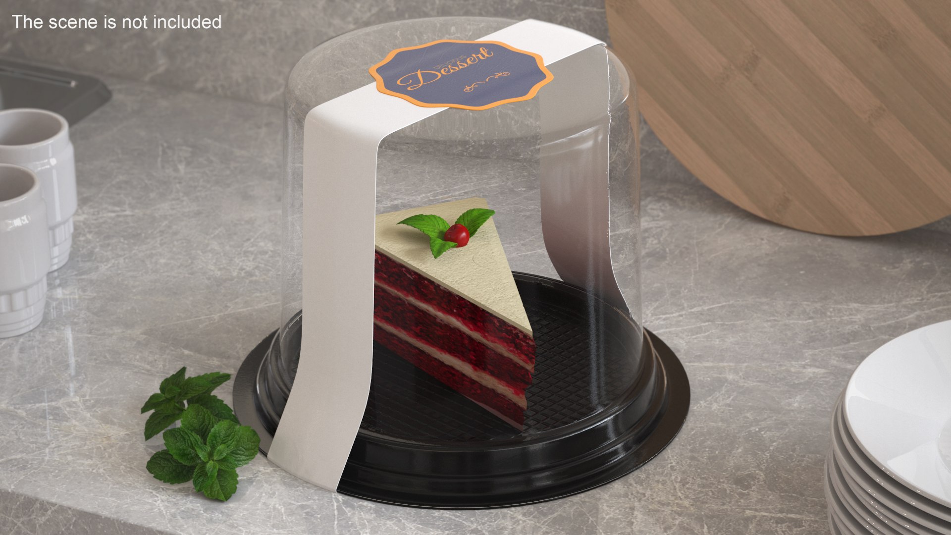 Plastic Container For Piece Of Cake Round Black 3D - TurboSquid 1985299