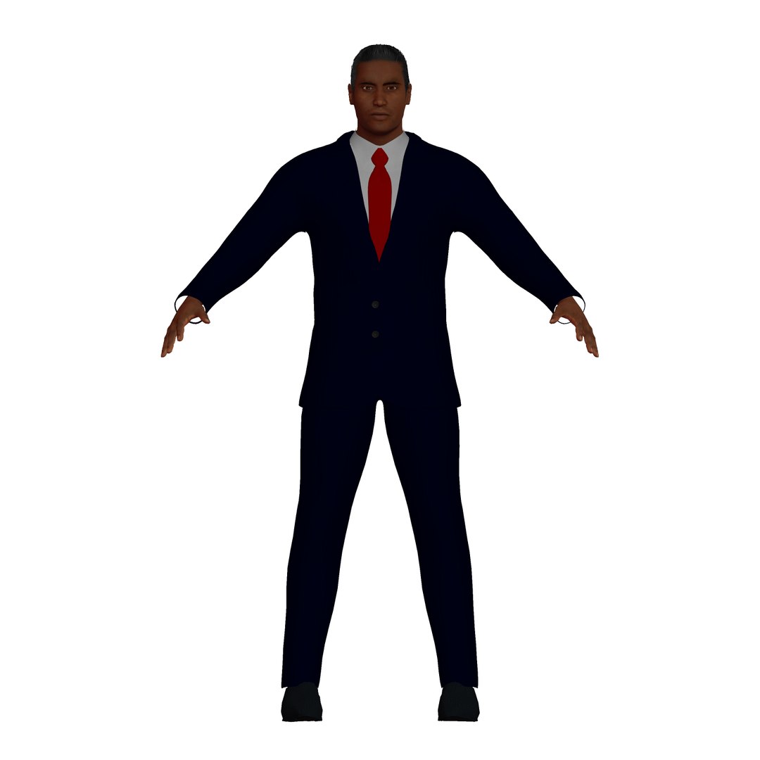 Black businessman navy blue model - TurboSquid 1664345