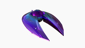 Alien Spaceship UFO I04 Purple Blue - Sci Fi Spacecraft Design 3D model