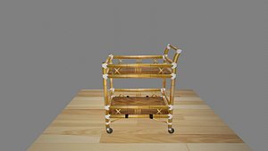 3D bamboo tea cart model