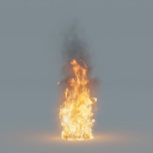 Low Rez 3D Fire with Tall Flames Perfectly Loopable in 120 frames - VDB Model