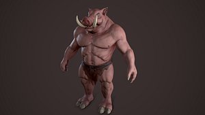 3D Big Boar low-poly model