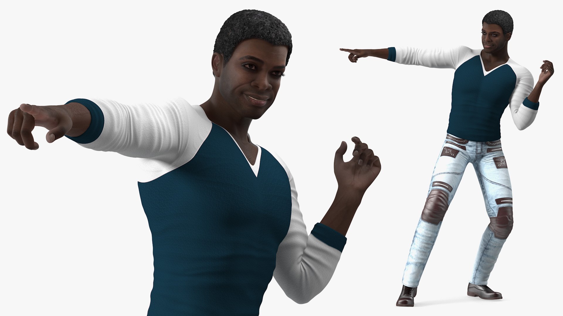 Afro American Man in Urban Style 3D model preview