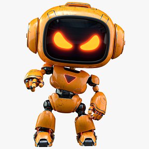 Cute Space Robot Rigged H-62 Yellow 3D model