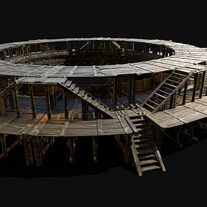 ARENA FIGHT BATTLE WOODEN MEDIEVAL STANDS CONSTRUCTION AAA 3D model