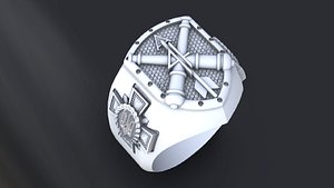 Ring with symbols of the Army of Ukraine 3D print model  or cnc model 3D model