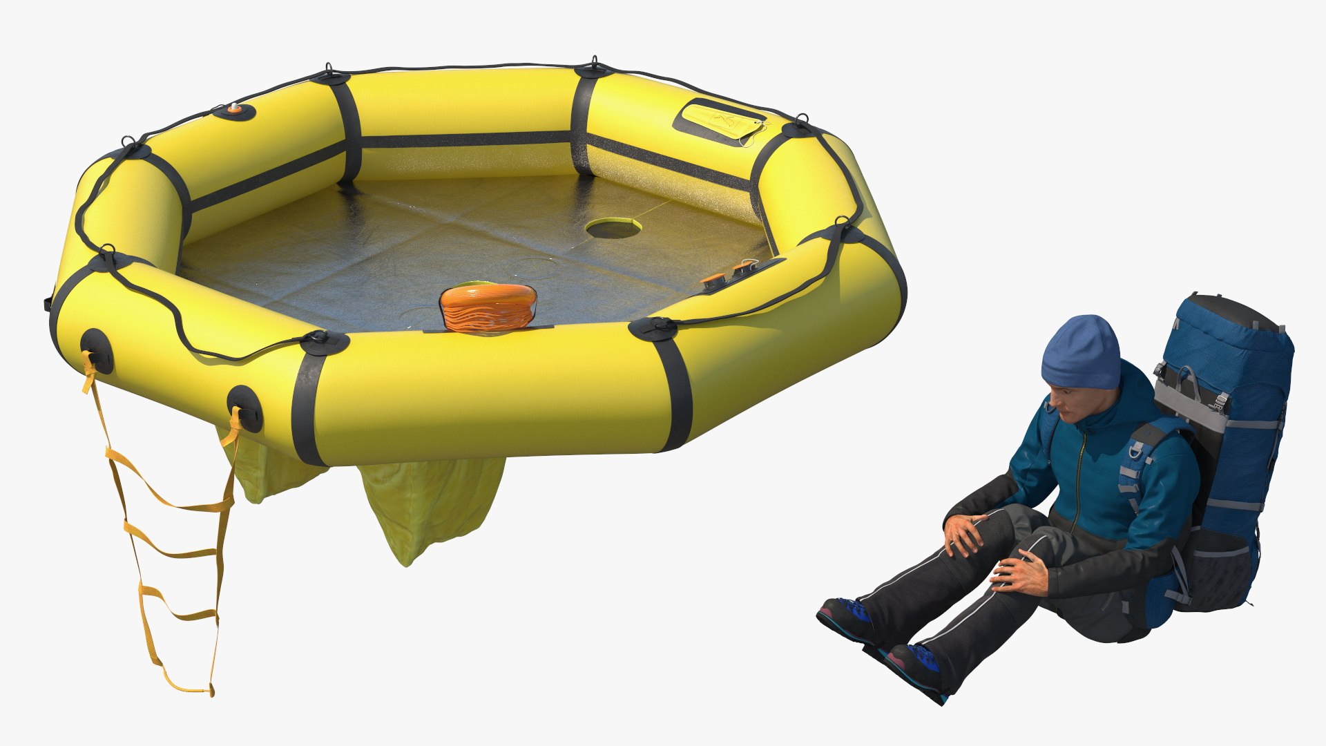 3D Advanced Life Raft With Tourist Inside Model - TurboSquid 2302294