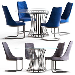Diamond Sofa Vogue Dinning Chair and Capri Round Table 3D