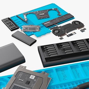 Disassembled Laptop Internal Parts on Silicone Repair Mat