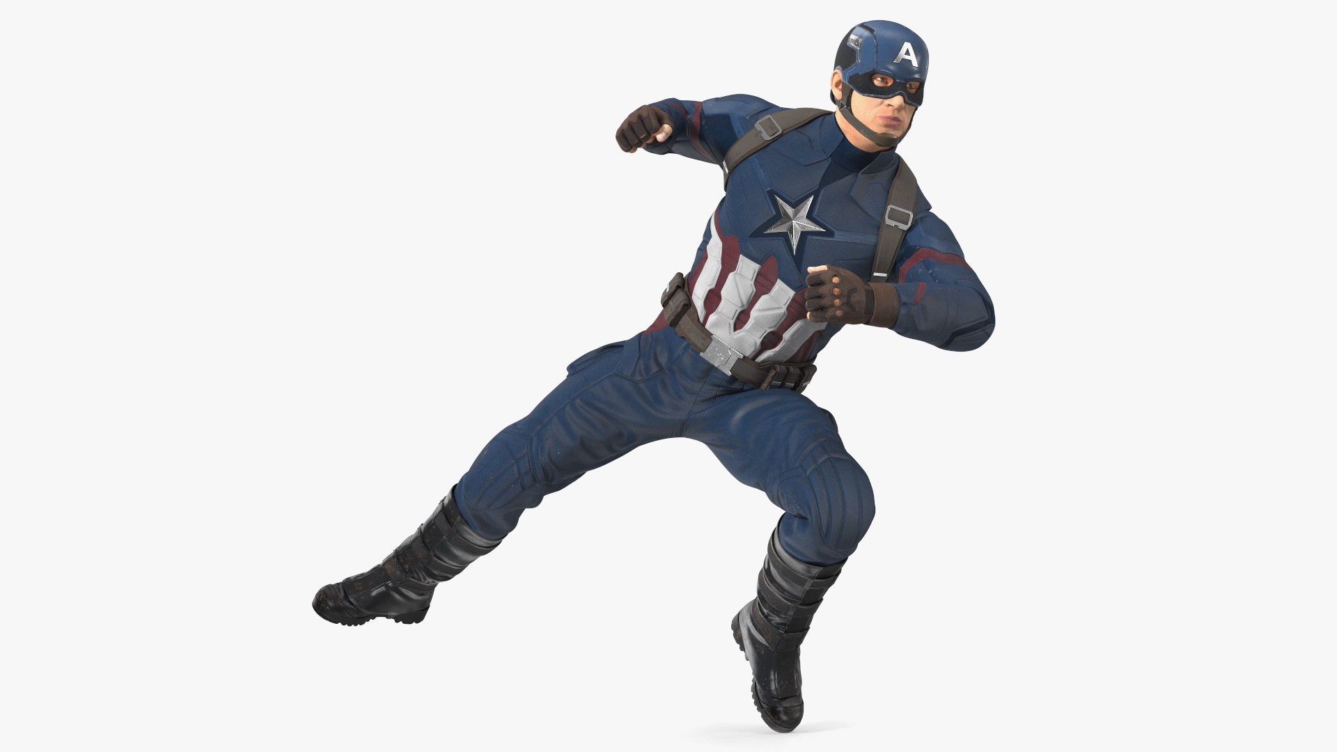 Character Captain America in Shabby Suit Rigged 3D model preview