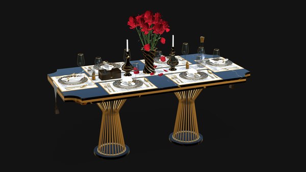 3d Luxury Dining Table Set 6 Seater, Luxury Dining Table Set 6 Seater