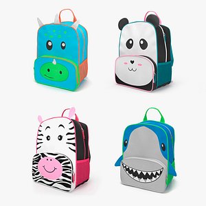 3D Kids Backpacks Collection 2 model
