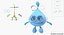 Water Droplet Cartoon Lady Character Rigged 3D Model