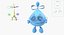Water Droplet Cartoon Lady Character Rigged 3D Model