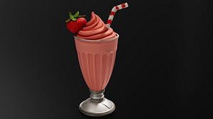 3D Food Smoothies - Milkshakes Strawberry Smoothie