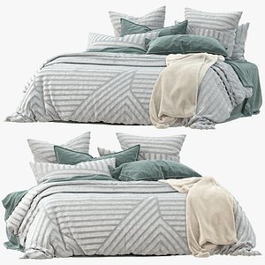3D Adairs Kian Silver Tufted Quilt Cover model