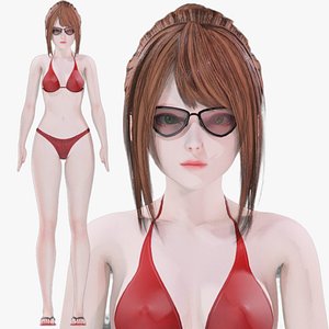 3D Bikini clothes 0018 - Rig - Unreal - Unity - Blender - Animated - Realistic Female Character