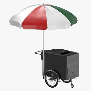 Umbrella Food Cart Clean and Dirty 3D model