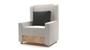 3D Contemporary Box Armchair with Cushion