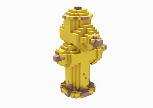 Voxel Yellow Fire Hydrant 3D model
