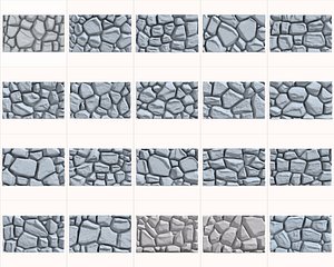 20 Stylized Stone Wall Models Modular Environment Pack C4D FBX OBJ DAE STL 3D model