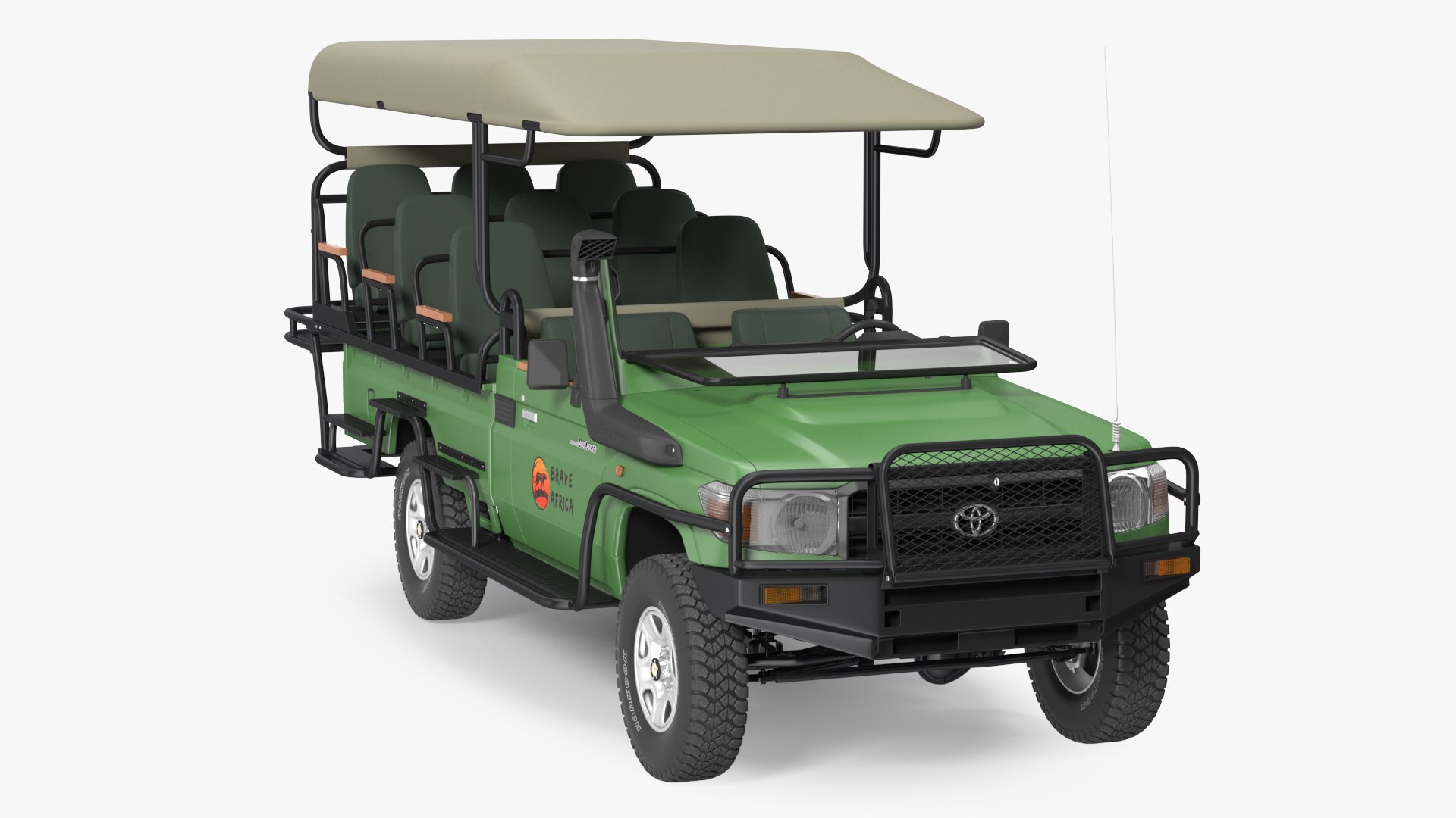 Toyota Land Cruiser Safari Open Sided Green Clean 3D model preview