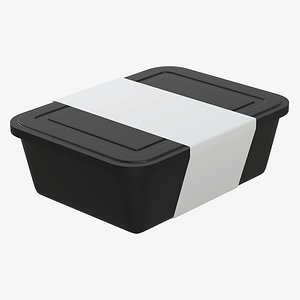 Plastic food container box tray with label mockup 06