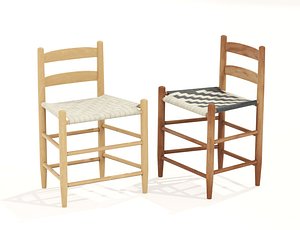 Shaker Low-Back Chair 3D model