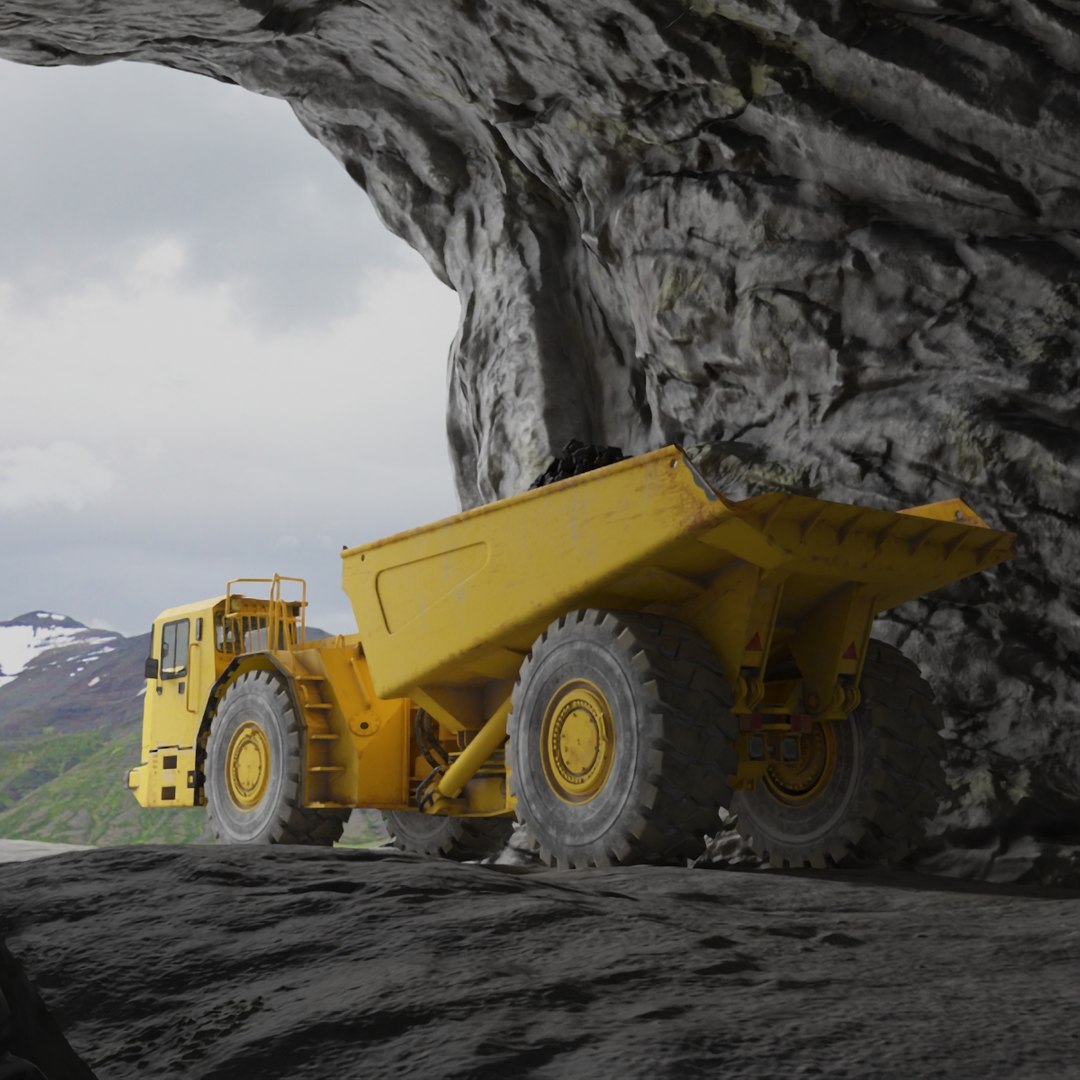 Underground Truck in Cave Tunnel 3D model preview