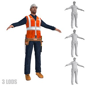 3d model worker lods man