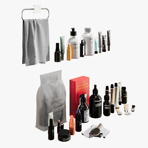 3D Bathroom Cosmetics and Accessories Set model