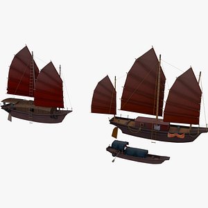 3D Chinese junk ship model