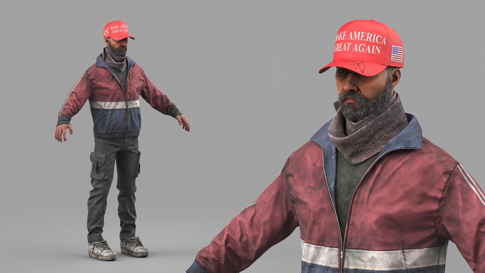Homeless Man Wearing Trump Cap 3D https://p.turbosquid.com/ts-thumb/43/AnD9MG/zz/homeless_man_wearing_trump_cap_006/jpg/1734412506/1920x1080/fit_q87/dbc35e3ed7cd99d408db14f1208ff3ad418605d0/homeless_man_wearing_trump_cap_006.jpg