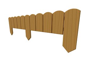 3D Wooden garden border 3 pickets