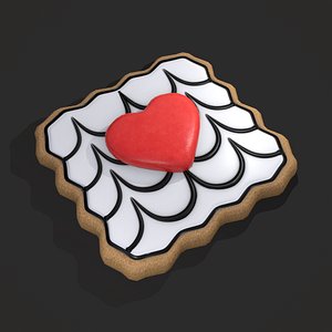 Layered Valentines Square Heart Cookie 3D