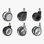 6 Office Chair Casters 3D model