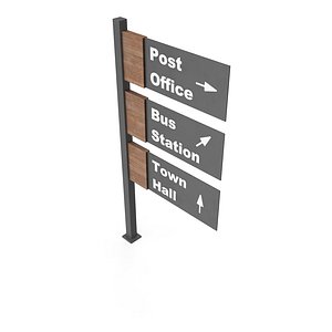 3D Wooden Base Metal Sign Mounted on the Ground