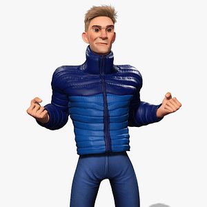 Stylized Man in blue winter jacket 3D model