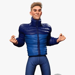 Stylized Man in blue winter jacket